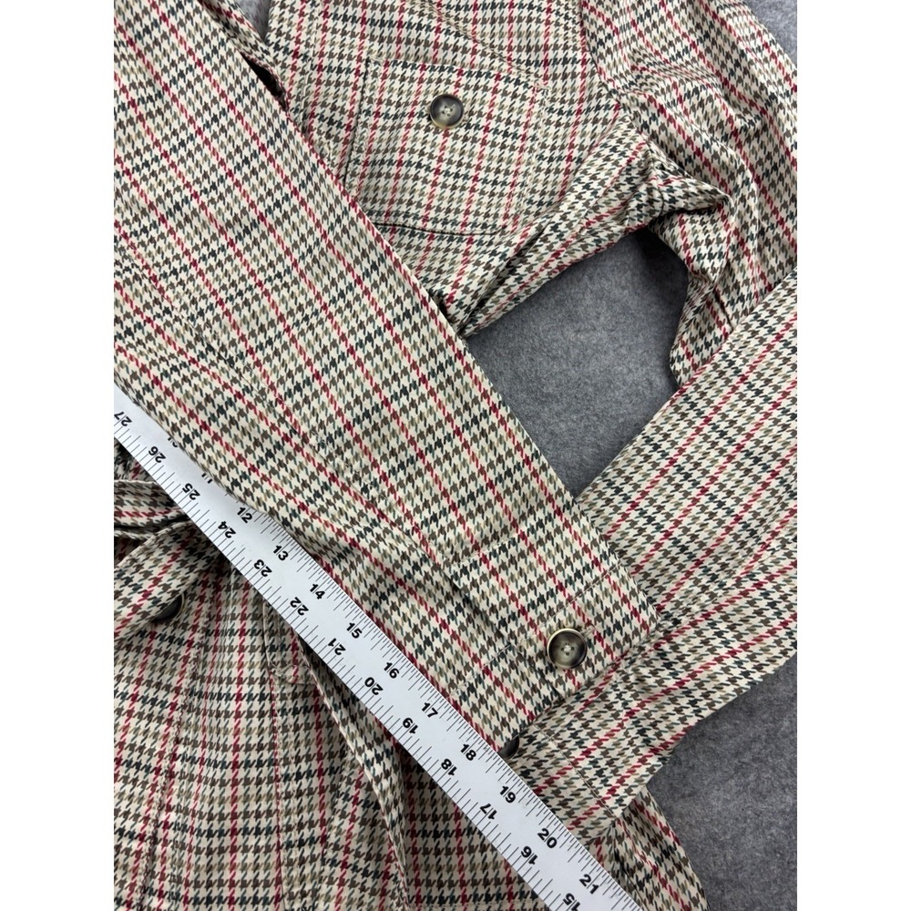 CAbi Sherlock Houndstooth Belted Trench Jacket Womens M Academia Gossip Girl Y2K - Picture 4 of 7